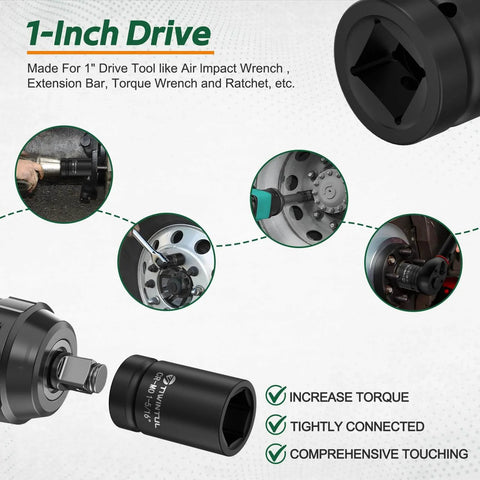 1-Inch Drive Beefed-Up 1-5/16 Inch Impact Socket, CR-MO, 6-Point, for Trucks and Trailers, ANSI Certified for Tough Fasteners