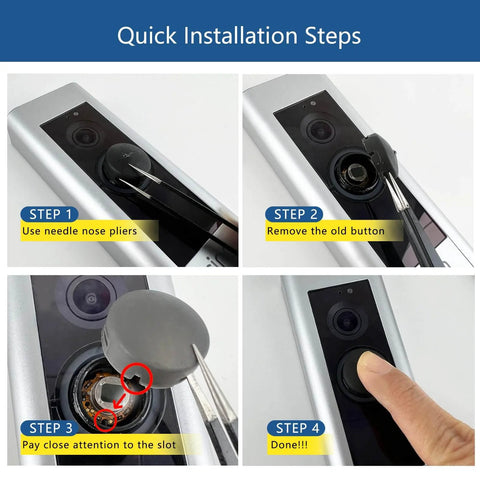 4 Pack Doorbell Button Replacement For Pro And Peephole Cameras, No Expensive Device Needed, Easy DIY Install In Minutes