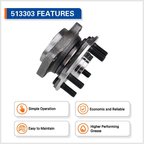 Front Wheel Hub and Bearing Assembly Direct Fit for 2009 to 2014 Subaru Forester, 2008 to 2014 Impreza, and WRX with ABS Unit