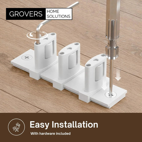 Sliding Closet Door Floor Roller Guide With Adjustable Width Three-Roller System For Bypass Doors, Easy Install, White Finish