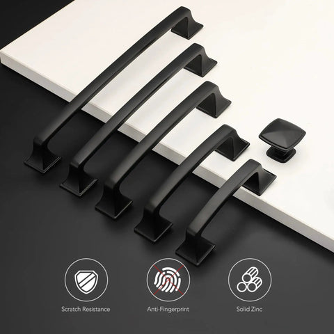 30 Pack 5 Inch Center Black Matte Cabinet Pulls Arch Style Drawer Handles Solid Zinc Alloy Construction Display