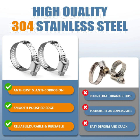 Hose Clamps Assortment Kit 20 Pieces One Quarter To One And A Half Inch Stainless Steel Adjustable Worm Gear Tube Clamps