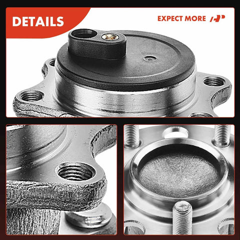 Close-up details of Rear Wheel Bearing And Hub Assembly Set For Mitsubishi Lancer 2008 2009 5 Lug 2 Pack FWD Only Beefy Replacement