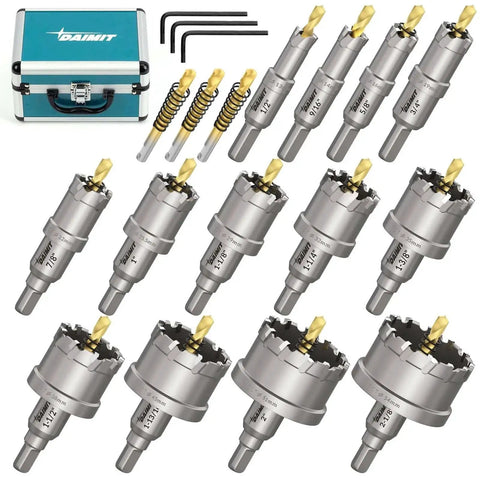 Beefy Heavy Duty 19-Piece TCT Hole Saw Kit For Metal Stainless Steel Iron Wood Plastic with drill bits and wrenches