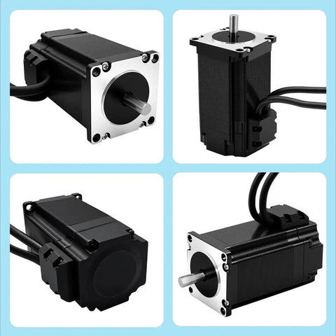 Complete 3 Axis Nema23 Closed Loop Stepper Motor Kit with 2 Nm Torque and 1000 Line Encoder showing four Nema23 motor views.
