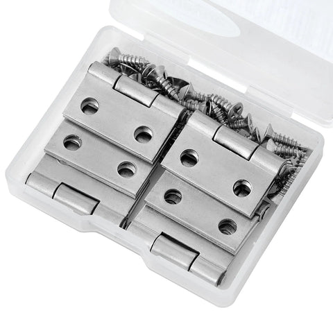 Qyueyue 1-inch 304 stainless steel mini hinge set, 6 pcs with mounting screws in case