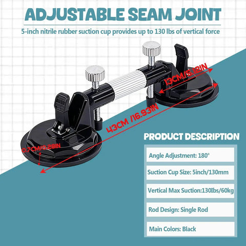 Laminate Floor Gap Repair Tool With Vacuum Suction Cups And Granite Seam Setter with dual 5-inch nitrile suction cups.