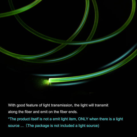 PMMA side-glow fiber optic cable, 3mm, 1m, green glow for LED light guide