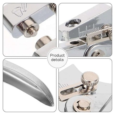 Close-up details of Heavy Duty Single Hole Punch Plier for office and crafting, showing steel build and punching mechanism.