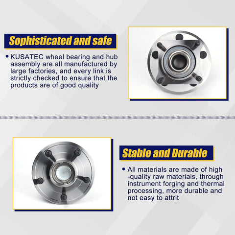 Rear Wheel Bearing And Hub Assembly Set Of 2 512302 For Jeep Commander 2006 2010 And Grand Cherokee 2005 2010 Rear With 5 Lug Bolts And ABS Replacement Part Ready To Roll Drop In Fit front and back view.