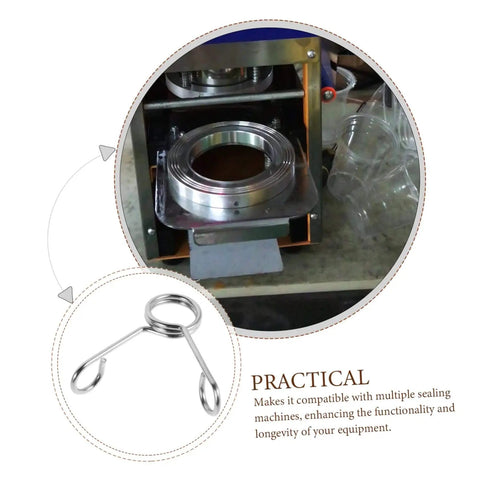 10 Piece Stainless Steel Spring Clips For Cup Sealing Machines shown in use on sealing equipment
