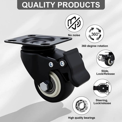 Heavy Duty 2 Inch Caster Wheels Set Of 12 With Brakes For Furniture And Workbenches Htudcoue demonstrated features and specifications
