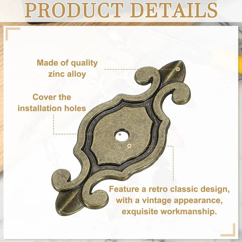 Old School Bronze Cabinet Back Plates Set Of Four Two And Seven Eighths Inch Zinc Alloy Drawer Back Plates with one hole