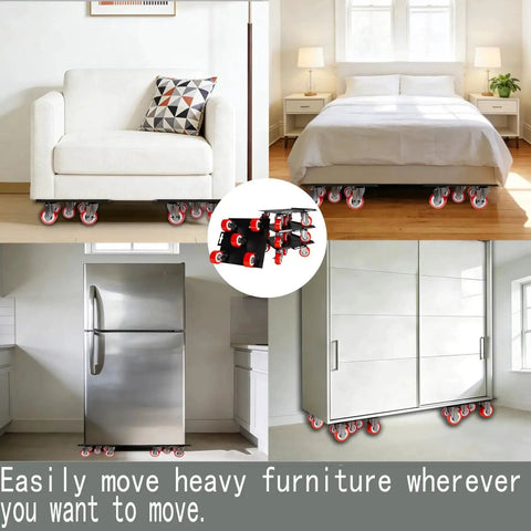 360 Degree Rotatable And Lockable Furniture Dolly With Five Wheels Rubber Silent Sliders, under furniture in various rooms