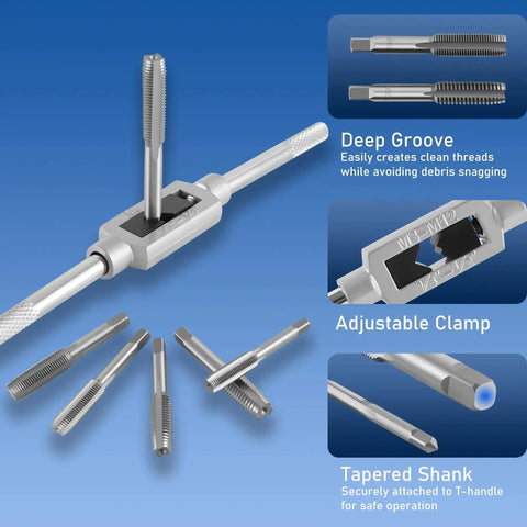 116 Piece Tap And Die Set With SAE And Metric Taps And Dies For Threading And Rethreading Internal And External Threads M3 To M18 features