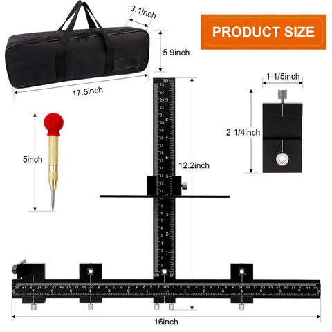 Pro Grade Cabinet Hardware Jig Tool, Adjustable Drill Template For Handles And Pulls On Drawers And Doors, size shown