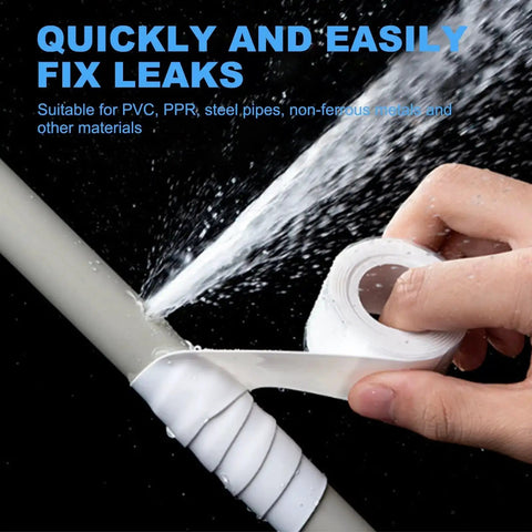 Applying Self-Fusing Silicone Tape 1in x 10ft No Mess No Glue Needed Heavy Duty Leak Proof Sealing Tape on leaking pipe