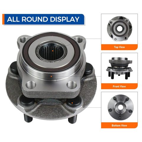 Front Wheel Hub And Bearing Assembly Pair 513220 For Subaru Outback And Legacy 2005 To 2014 With ABS, drop-in OE style, multi-view