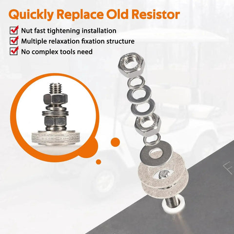 Cikroci IPC 0.3Ω resistor assembly, front view showing steel coil with mounting nuts and washers
