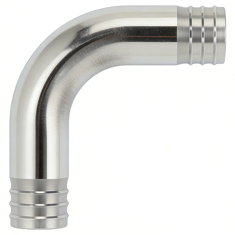 90-degree hose barb elbow fitting, stainless steel, 3/4 in x 3/4 in