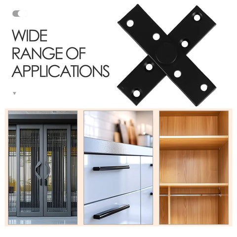 Durable Metal Full Rotation Heavy Duty Pivot Hinge For Hidden Doors And Bookcases Invisible Rotatable Hinge For Wood Doors Easy Install Built For Home And Office Use, shown with applications