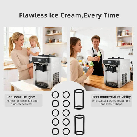 Silicone Ice Cream Maker Seal Ring Kit With Two H Shaped And Ten O Shaped Gaskets Food Grade Elastic Gasket Set in home use and commercial settings.