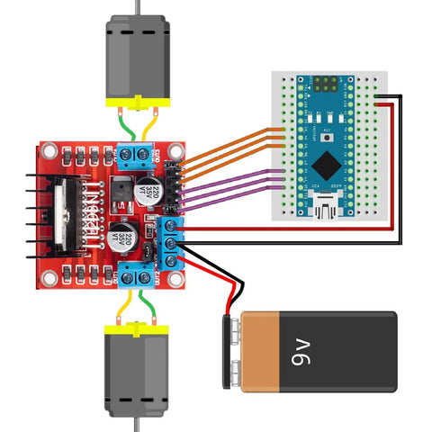 Beefed Up Dual L298N H Bridge Motor Driver Module For Arduino Projects 5V To 35V Power Range Drives Two DC Motors Or Stepper Motors