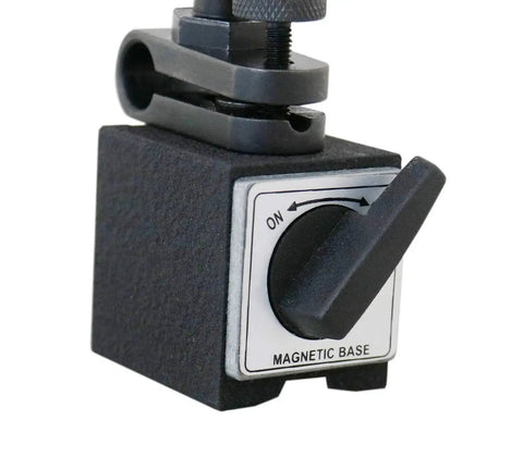 Close-up of black magnetic base from Pro Grade Dial Indicator And Magnetic Base Combo From Accusize Industrial Tools With 30 kg capacity.