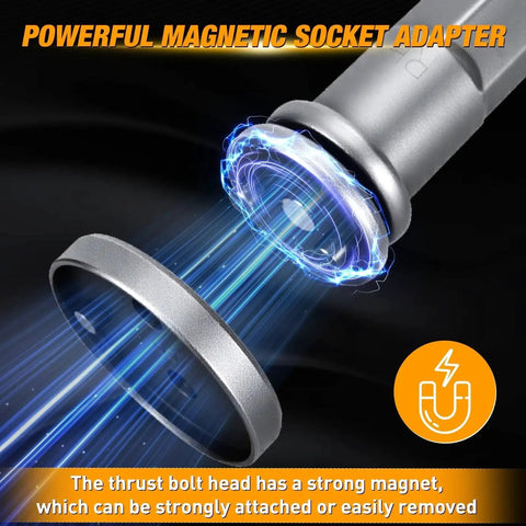 Front view of a silver magnetic socket adapter with a removable circular ring