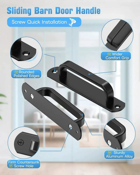 5.7 Inch Sliding Barn Door Handle Aluminum Alloy Cabinet Pull with screws, black, durable, ergonomic grip, indoor and outdoor use