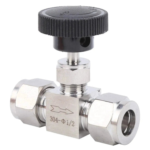 High Pressure Needle Valve for Water and Gas Control, Industrial Grade 304 Stainless Steel Construction, 1/2 Inch Threaded Valve