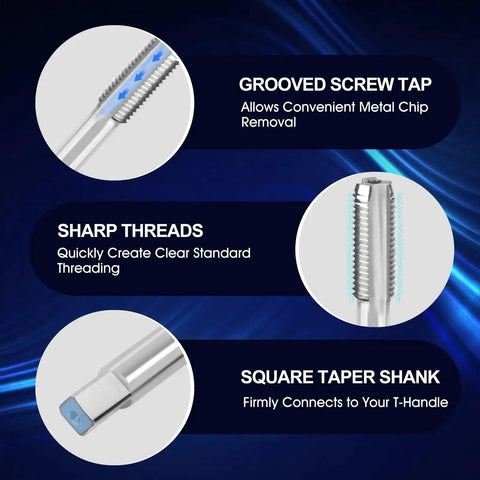 Diagram showing features of Stainless Steel M7x1 Thread Repair Kit With Twisted Drill And Insertion Tool Twenty Five Piece Set