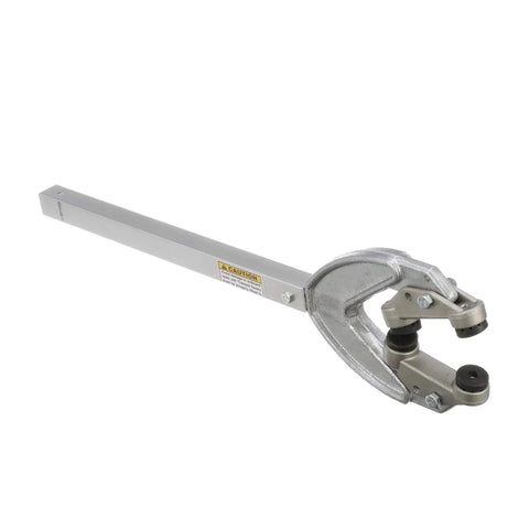 Beefy Heavy Duty Transom Saver Adjustable From 24 To 36 Inches With Roller Head And Trailer Mounts, side view of metal support