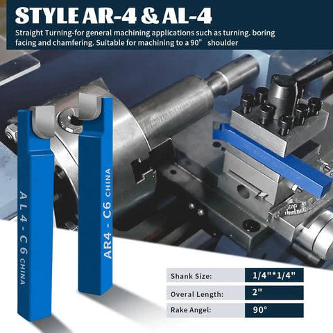 Image of a lathe setup with Ten Piece One Quarter Inch Carbide Lathe Cutter Tool Bits Set for metal shop milling projects.