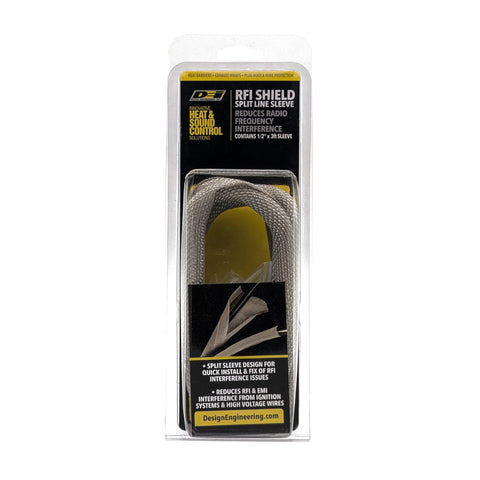 RFI Shield Split Sleeve, 1/2 in x 3 ft braided tinned copper shielding sleeve