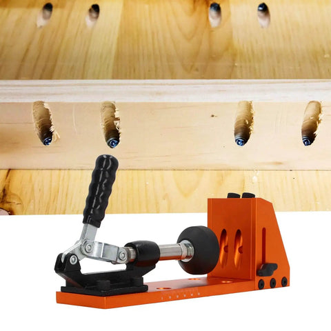 Pro Grade 15 Degree Pocket Hole Jig Kit With Aluminum Alloy Construction In Bright Orange for woodworking and furniture assembly