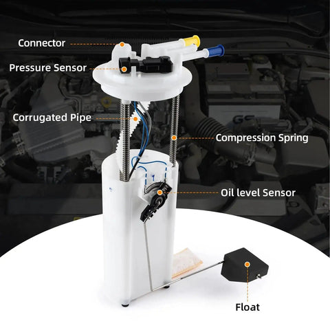 Electric Fuel Pump Assembly For Buick LeSabre Park Avenue Cadillac DeVille Seville Oldsmobile Aurora Pontiac Bonneville V6 3.8L 4.0L 4.6L Replacement MU1163 MU92 MU277 High Quality Auto Part with labeled components
