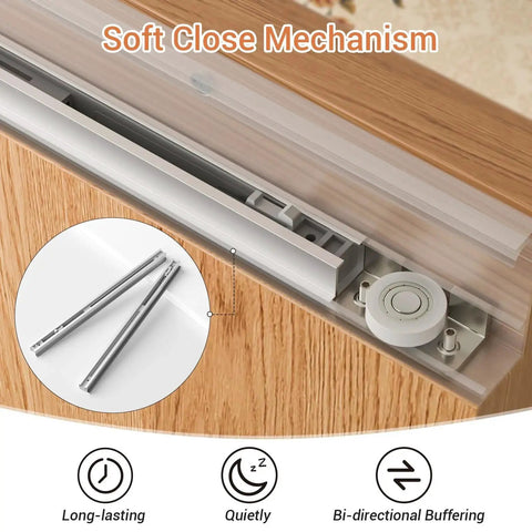 32 Inch Concealed Sliding Barn Door Hardware Kit With Two Soft Close Mechanisms Aluminum Hidden Barn Door System for wall mount