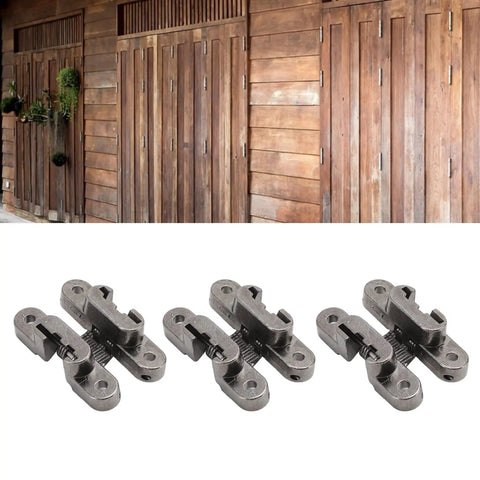 3 Pack Mini Invisible Door Hinges 43mm Cross Hinge With 180 Degree Opening for cabinets and jewelry boxes zinc alloy hidden hinges