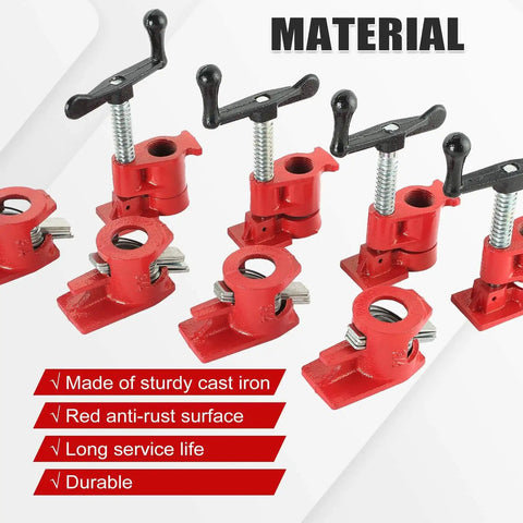 4 Pack Wood Gluing Pipe Clamp Fixtures For Three Quarter Inch Pipe Heavy Duty Cast Iron Wood Clamps Quick Release