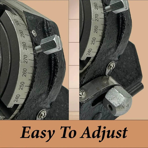 Close-up of adjustable dial on 4 Inch Tilting Milling Rotary Table With 0 To 90 Degree Tilt for precision in metalworking machining tools.