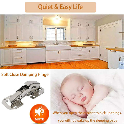 8 Pack Soft Close Hidden Cabinet Hinges For Frameless Doors 4 Inch Concealed Surface Mount With Built In Hydraulic Damping And Slow Close For Quiet Cabinets Rust Resistant Nickel Finish REDYA