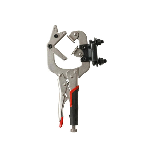 Beefy 10 Inch Locking Welding Clamp With Swivel V Type Pads And Installing Support For Table Mount, Handheld Or Benchtop Use