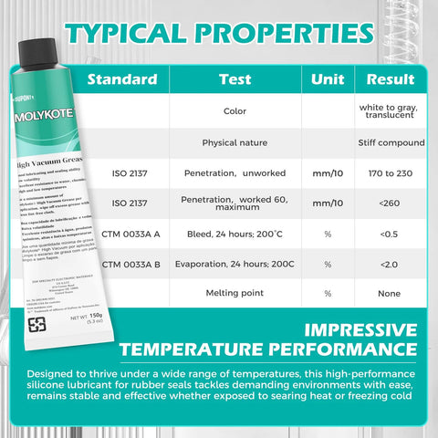 Molykote High Vacuum Grease tube, 150 g silicone lubricant for vacuum systems, green label