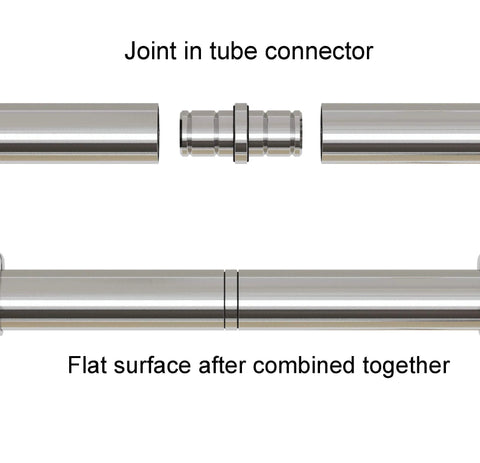10 Foot Brushed Stainless Steel Double Sliding Barn Door Hardware Kit With Soft Close Top Mount Rollers tube connector detail
