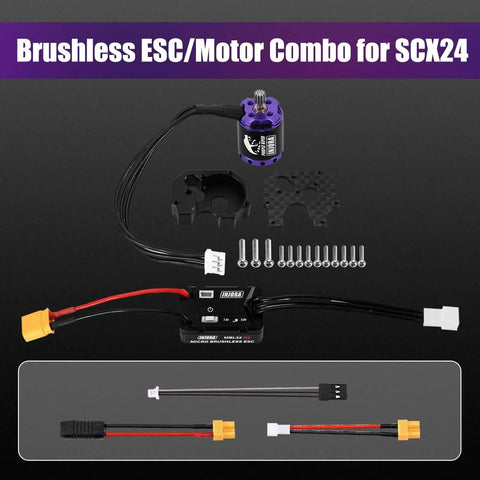 Waterproof Brushless ESC And 1721 Purple Viper Outrunner Motor Upgrade Kit For One Twenty Fourth Scale Axial SCX24 Rigs components