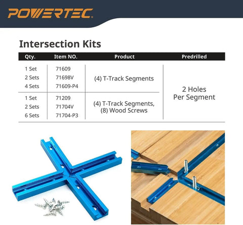 3 Inch T Track Intersection Kit With Predrilled Mounting Holes Do-It-All Universal T Track Accessories For Woodworking Jigs And Fixtures, 4-Piece Set For Flexible Jig Configurations And Extendable T-Track Arrangements, with screws and wood installation