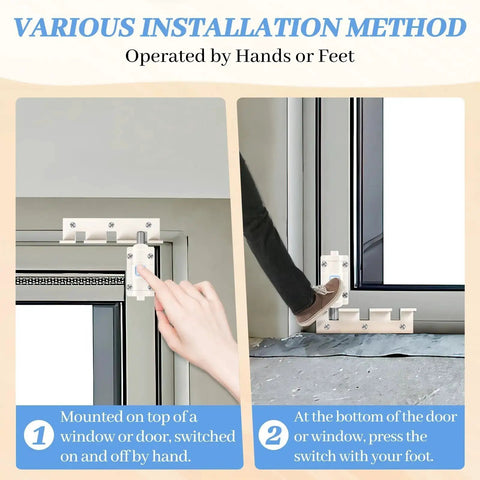 Sliding Glass Door Locks For Extra Security Child Safety Locks For Sliding Doors Window Lock Set Of 3 White Finish Universal Fit Easy To Install Durable Metal Hardware Durable Aluminum Construction Enhance Home Protection Against Intruders, showing hand and foot installation methods on door frames.