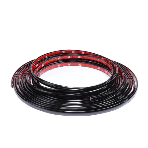Glossy Black 12mm Automotive Trim Molding 25 Foot Self Adhesive for Vehicles in coiled roll