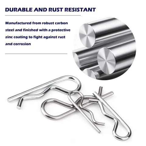 366 Piece Cotter Pin Set With 6 Sizes R Clips For Auto ATV Dirt Bike And Lawn Gear Pro Grade Galvanized Carbon Steel Hairpin Clips
